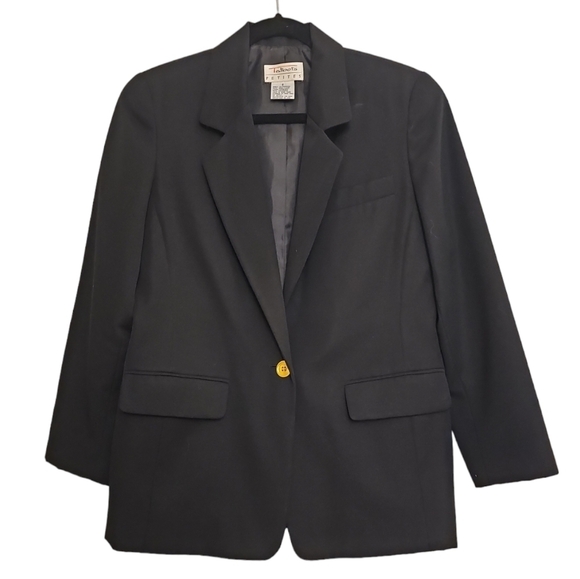 Talbots Wool Luxe Knit One-Button Black Vintage Oversized Blazer - Picture 1 of 4